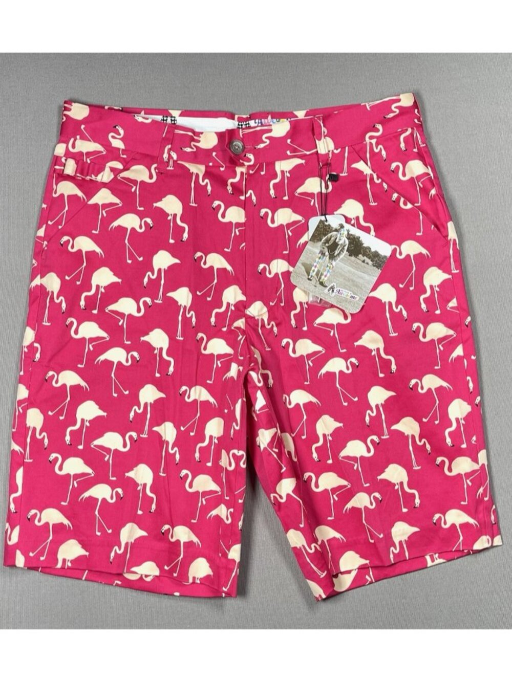 NWT Royal & Awesome Birdie Breeks Hot Pink Cream Golf Shorts Inseam 10" - Men 32